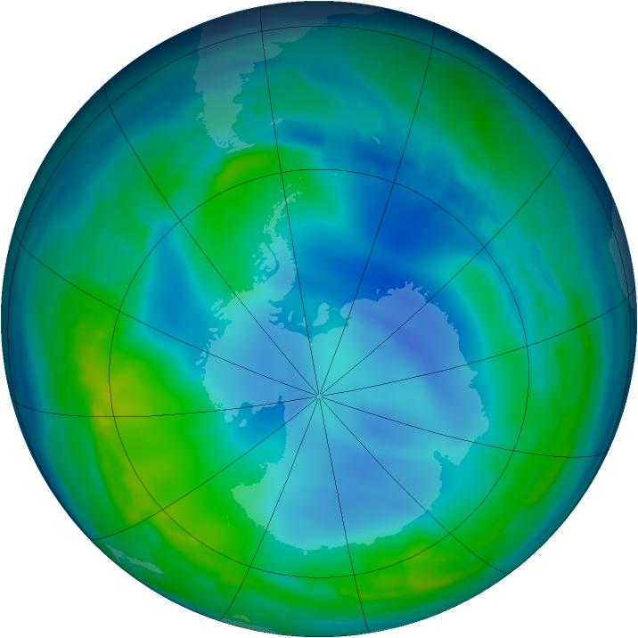Antarctic ozone map for 22 May 2013